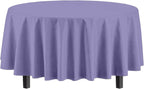 Party Solids 12-Pack Premium Plastic Tablecloth 84in. Round Table Cover - Lavender