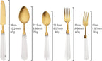 JASHII 5pcs Gold 304 Stainless Steel Flatware Cutlery Set with Transparent Acrylic Handle Diamond Shape, Matte Knife Fork Spoon Set, Dishwasher Safe for Home Wedding Hotel