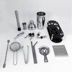Cocktail Shaker Set Bartender Kit with Stand - 16 Piece Bar Tool Set Drink Mixer Set Includes : 25oz Shakers, Jigger, Strainer, Mixer Spoon, Muddler, Liquor Pourers, Straw (Silver)