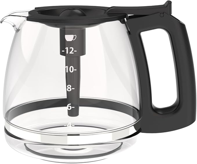 Coffee Machine Glass Carafe, 12-Cup Replacement Coffee Pot, Compatible with KitchenAid KCM1209 KCM1208, Cuisinart DCC 1220BKS, Capresso SG300, Gourmia GCM3260, Krups Essential, Wamife Mueller