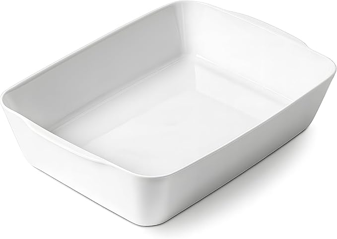 4.2 QT Deep Ceramic Baking Dish, White Casserole Dish, Lasagna Pan for Oven, Ceramic Baking Pan, Kitchen Decor, Microwave Oven Safe, Dinner, Wedding (10" x 13.9")