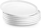Jassceram 8.5 Inch Small Dinner Plates Set of 6, Ceramic Plates for Salad, Snack, Dessert and Appetizer - Microwave, Oven and Dishwasher Safe, Scratch Resistant and Lead-free, White