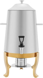 Coffee Urn with Fuel Holder 3.5 Gal/13L, Stainless Steel Beverage Dispenser Hot Drink Dispenser with Stand, Tea Water Coffee Chafer Urn for Parties Buffet Catering Commercial Home (Gold Holder)