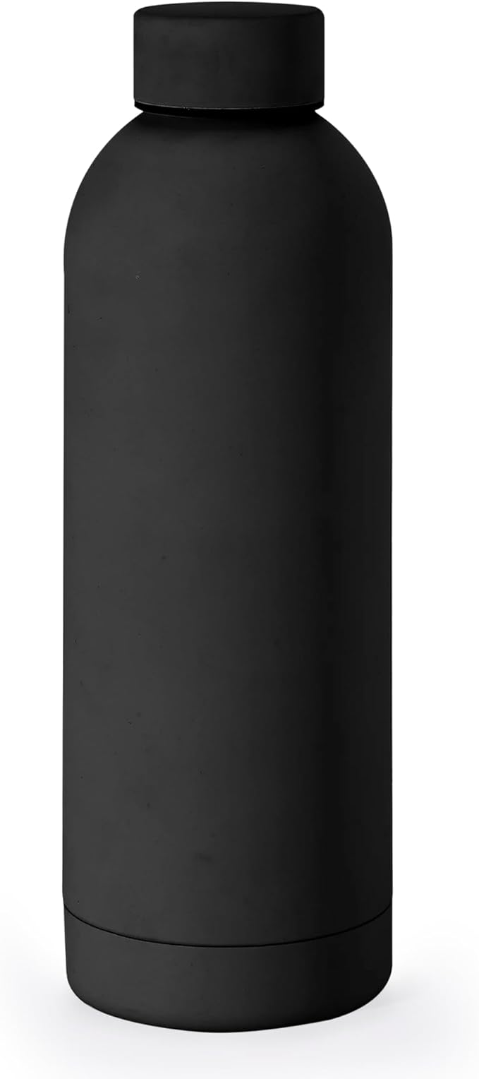 NOBL Stainless Steel Water Bottle,17 oz, 500 ml, Double Wall Vacuum Insulation, Sealed Bottle Keeps Drinks Cold 24 Hrs & Hot 12 Hrs, Leak Proof, Fits Noble Carry-On Cup Holder - Black