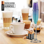 Zulay Kitchen Powerful Milk Frother Wand With 4 AA Duracell Batteries - Ultra Fast Handheld Drink Mixer - Electric Whisk Foam Maker for Coffee, Lattes, Cappuccino, Matcha & Creamer -