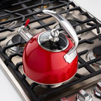 Viking 3-Ply Stainless Steel Tea Kettle, 2.6 Quart Stovetop Hot Water Pot with Tempered Glass Lid, Ergonomic Handle, Induction Ready, Mirror Finish