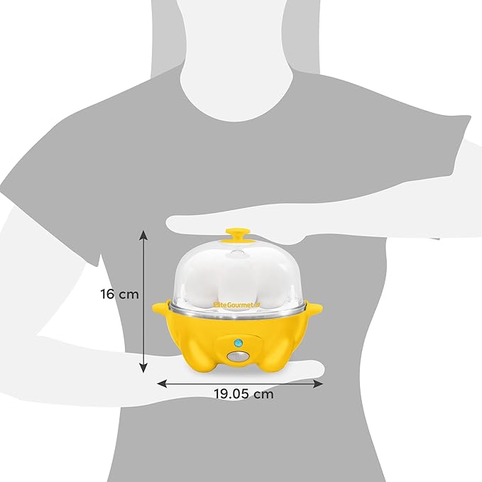 Elite Gourmet Easy Electric 7 Egg Capacity Soft, Medium, Hard-Boiled Cooker Poacher, Scrambled, Omelet Maker with Auto Shut-Off and Buzzer, BPA Free