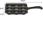 TIKUSAN Takoyaki Pan Cast Iron Takoyaki Maker Skillet Griddle Japanese Octopus Meat Ball Mold Maker for Gas Heater (9 Molds)