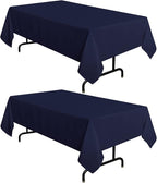 sancua 2 Pack Navy Tablecloth 60 x 84 Inch, Rectangle 4 Feet Table Cloth - Stain and Wrinkle Resistant Washable Polyester Table Cover for Dining Tables, Buffet Parties and Camping