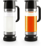 Aelga Coffee Syrup Dispenser, Honey Dispenser, 12 OZ Glass Syrup Bottles with Handle, No Drip Pouring, Coffee Bar Accessories for Coffee and Tea, Black 2 Pack