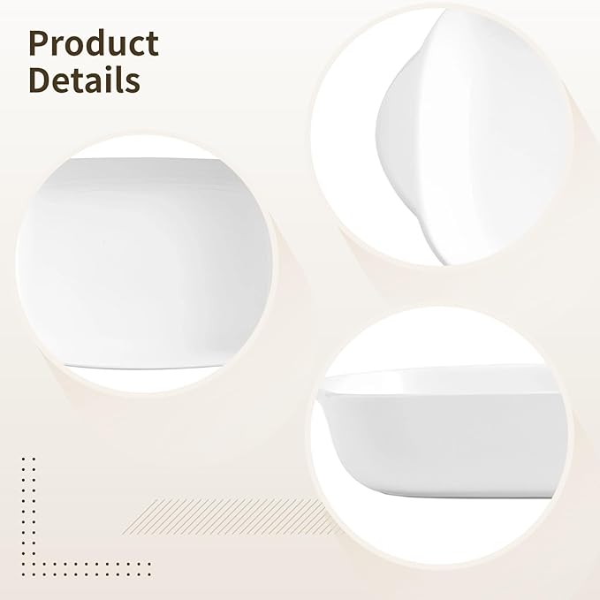 Ceramic Small Baking Dishes Set of 2 - Casserole Dishes for Oven,Rectangular Bakeware Baking Bowls With Double Handle for Roasting, Lasagna, Pie, Gratin,Oven Safe & Microwave Safe