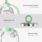 ASCOT Electric Kettle, Glass Electric Tea Kettle Gifts for Men/Women/Family 1.5L 1500W Borosilicate Glass Tea Heater, with Auto Shut-Off and Boil-Dry Protection (Green)