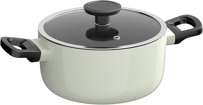 BergHOFF Leo Glints 7Pc Non-stick Ceramic Cookware Set With Glass Lid, Recycled Aluminum, CeraGreen Non-toxic Coating, Stay-cool Handle, Sage