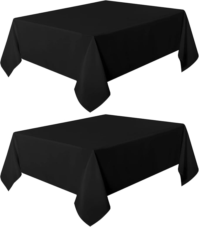 sancua 2 Pack Black Tablecloth 54 x 54 Inch, Stain and Wrinkle Resistant Square Table Cloth - Washable Polyester Table Cover for Dining Tables, Buffet Parties and Camping