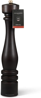Cole & Mason London Refillable Spice Mill - Kitchen & Home Accessory - Table Black Pepper Grinder - Pepper Mill with Carbon Steel Mechanism - 15", Chocolate Wood