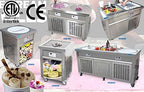 Kolice ETL Commercial 21"x21" Double Square Pans Fried Ice Cream Roll Machine, Yogurt Thai Stir Roll Ice Cream Machine-Auto Defrost, Transparent Sneeze Guard