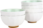 6-Piece Pasta Bowls 24 oz, Green Porcelain Bowls 6 inch, Microwave Oven Dishwasher Safe Scratch Resistant