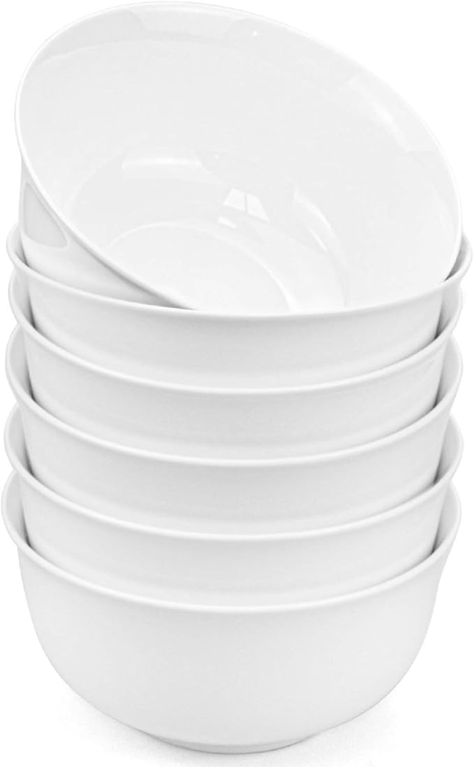 Foraineam 6 Pack 40 Ounce Porcelain Serving Bowls Large Soup Bowls White Pasta Cereal Bowl Set