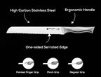BRODARK Bread Knife - 10" Serrated Knife for Homemade Bread Sourdough - High Carbon Stainless Steel, One Piece Design, Sharp Serrated Edge for Even & Straight Slicing - NSF Certified, Shark Series