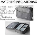 Bento Lunch Box with Bag and Ice Pack Set | Bento Box Adult Lunch Box | 3 Compartment Boxes, Insulated Bags for Work School | Containers for Teens Adults Boys Kids Lunches | Grey Black Large Kit