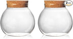 Set of 2 round glass jars with cork lid – 17oz wedding candy jar kitchen Storage jar, perfect for tea, biscuits, cereals, flour, beans, spices, coffee beans etc (2PCS)