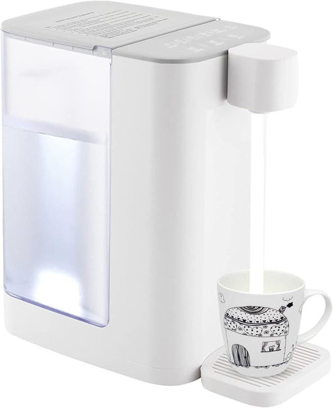 Instant Hot Water Dispenser, 1600W 110V 3L Electric Tea Kettle Large Water Boiler Maker Countertop Water System Dispenser Adjustable 5 Temperatures &2 Water Outputs for Homes Offices Schools (White)