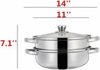 Yamde 2 Piece Stainless Steel Stack and Steam Pot Set - and Lid,Steamer Saucepot double boiler…