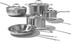 Made In Cookware - 10 Piece Stainless Steel Pot and Pan Set - 5 Ply Clad - Includes Stainless Steel Frying Pans, Saucepans, Saucier and Stock Pot W/Lid - Professional Cookware - Crafted in Italy