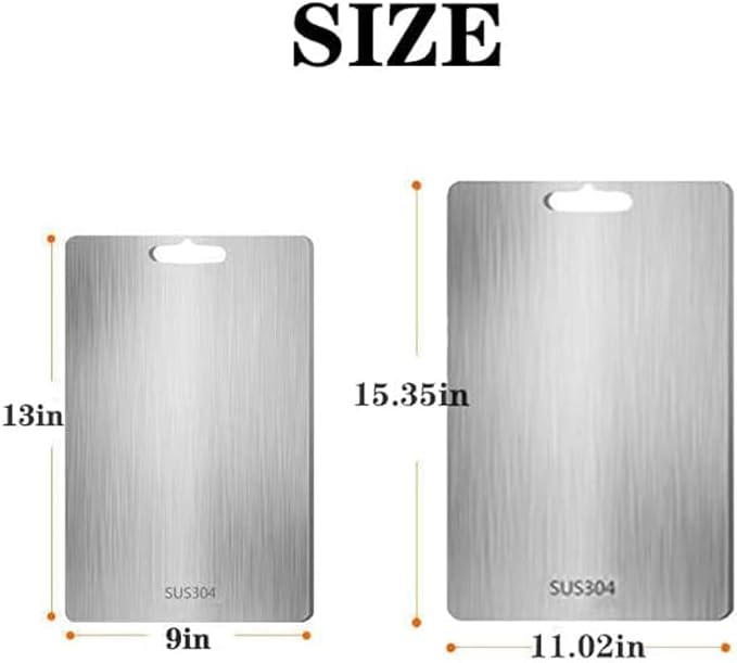 Titanium Cutting Board,Titanium Cutting Boards for Kitchen,304 Stainless Steel Food Grade Cutting Board for Meat Fruit & Vegetable(13.4*9in)