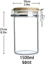 Glass Storage Jar with wooden Locking Clamp, Coffee Bean & Kitchen Food Container, Glass Sourdough Starter Jar (2PACK 50 OZ)