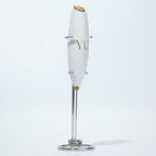 Yu Tea Handheld Electric Milk Frother with Stand | Dual Whisk Frother for Matcha, Sencha, Hojicha, Genmaicha Powder | Quick Mix for Lattes, Smoothies & Baking | AA Batteries Required