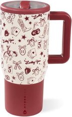 HydroJug Traveler - 20 oz Water Bottle with Handle & Flip Straw - Fits in Cup Holder, Leak Resistant Tumbler-Reusable Insulated Stainless Steel & Rubber Base - Gifts for Women & Men, Red Western Charm