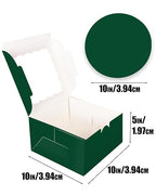 qiqee 10x10x5 Cake Box, 18 Sets Green Cake Box with Window ＆ 18 Sets 10" Gold Cake Round Boards, 10inch Cake Containers