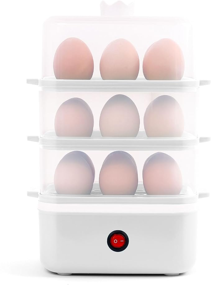 Egg Cooker - 18 Egg Capacity Electric Egg Cooker, can quickly cook hard, medium and soft boiled eggs, poached eggs, scrambled eggs or omelets, with auto shut-off function, Satisfy your food needs