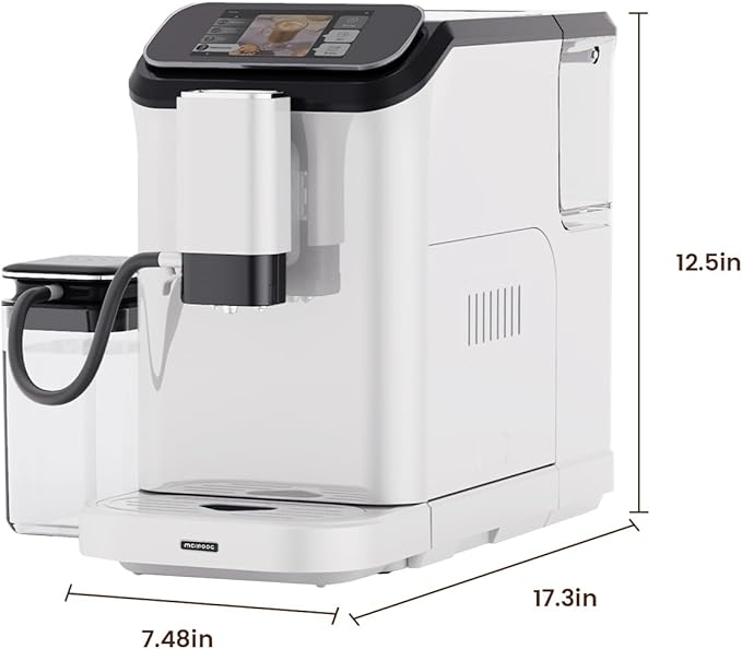 Mcilpoog WS-D5 Pro Fully Automatic Coffee Machine 12 Drinks, Office or Home Use,Wi-Fi Enabled, Liquid Volume & Temperature, Cappuccino Latte Espresso, Automatic Cleaning, Super Automatic Coffee Maker