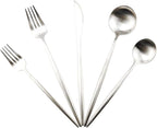 Matte Silver Silverware Set,Gugrida 5-Piece 18/10 Stainless Steel Satin Finish Flatware Set,Kitchen Utensil Set,Tableware Travel Cutlery Set for Camping Office or School Lunch, Dishwasher Safe