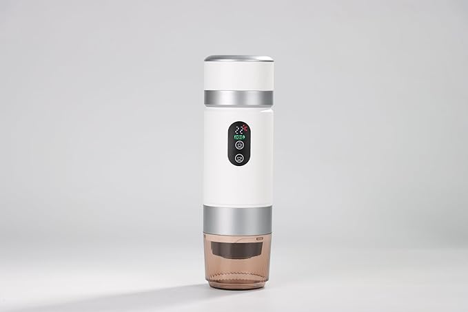 Portable Coffee Maker KF-JN-03 with Digital Display & 20 BAR Pressure – Hot & Cold Brew, Compatible with Coffee Grounds and Capsules, Compact Single-Serve Design with Transparent Cup & 60ml Tank