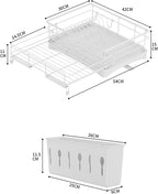 Large Dish Drying Rack - Expandable Dish drainers for Kitchen Counter,Over The Sink Dish Drainer Drying Rack,Rustproof Dish Drainer with Utensil Holder and Drainboard White