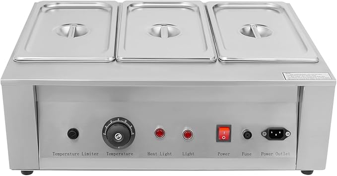 300W Electric Melting Pot for Chocolate w/Adjustable Temperature,Commercial Chocolate Warmer Melting Pot Chocolate Melter Pot Machine for Home or Bakery Use 3 Tanks for 26.46lb of Tempered Chocolate