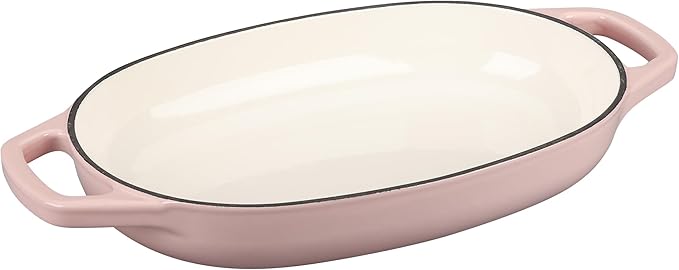 Enameled Cast Iron Dutch Oven Pot with Lid, Oval Dutch Oven for Bread Baking, Bread Oven for Homemade Sourdough Bread Baking, 5qt, Pink