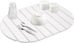 Large Stone Drying Mat, Diatomite Dish Drying Mat, Dish Mat Drying Kitchen Mat - Storable & Anti-Slip for Kitchen, Oval, White, 24"x16"