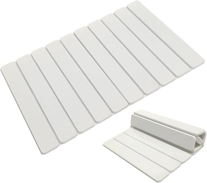 Large Stone Dish Drying Mat for Kitchen Counter, 23.6"(L)×15.4"(W), Foldable Diatomaceous Earth Dish Drying Mat, Collapsible Quick Dry Pad for Dishes Bottles Cups Bathroom Any Countertop