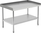 60x24x30 Inch Stainless Steel Equipment Grill Stand Table 400 Lbs Capacity NSF Certified with Adjustable Legs, 2" Edge Baffle, for Hotel, Home, Commercial Restaurant Kitchen