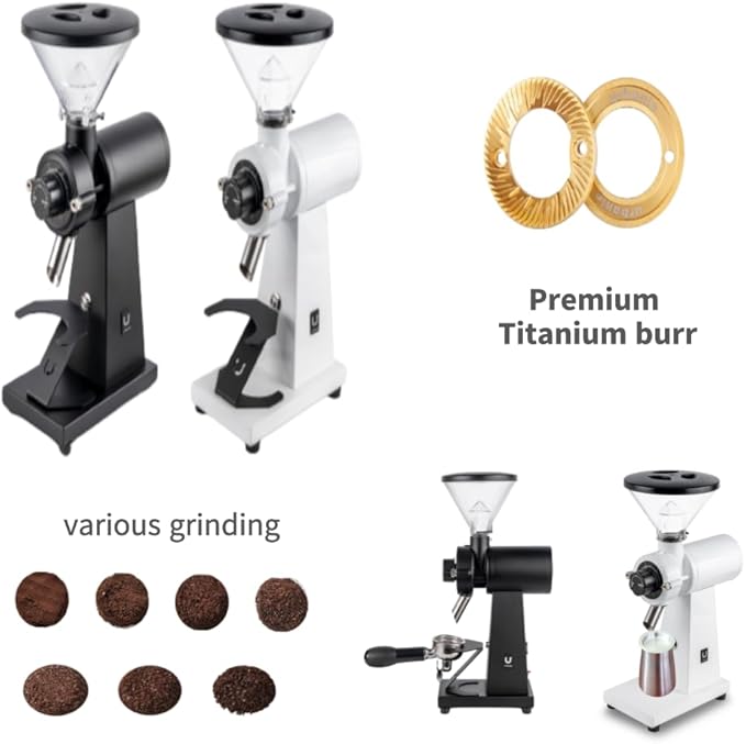 Urbanic 080 Electric Coffee Grinder (110~220v) / flat Titanium burr 60mm / Fine-setable in 100 steps (White) / (Made in Korea)