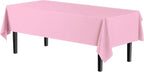 Exquisite Party Solids 12-Pack Premium Plastic Tablecloth 54in. x 108in. Rectangle Table Cover - Pink