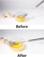 Newness Egg Whisk, [2 Pack 10in & 12in] Stainless Steel Hand Push Whisk Blender for Home - Versatile Tool for Egg Beater, Milk Frother, Hand Push Mixer Stirrer - Kitchen Utensil for Blending, Whisking