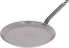 De Buyer MINERAL B Carbon Steel Crepe & Tortilla Pan - 9.5” Diameter, 8.3” Cooking Surface - Ideal for Making & Reheating Crepes, Tortillas & Pancakes - PFAS, PFOA & PFOS Free - Made in France