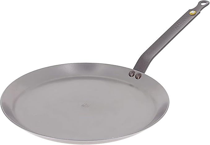 De Buyer MINERAL B Carbon Steel Crepe & Tortilla Pan - 10.25” Diameter, 9” Cooking Surface - Ideal for Making & Reheating Crepes, Tortillas & Pancakes - PFAS, PFOA & PFOS Free - Made in France