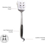 Schmidt Brothers - BBQ Ash 4 Piece Grill Set, Full-Forged Stainless Steel Grilling Utensils Including Spatula, Fork, Basting Brush, and Tongs with All Wood Handles