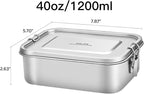 G.a HOMEFAVOR Stainless Steel Bento Lunch Box - Leak-Proof Metal Bento Box, Large Food Container with Lock Clips, Snack Container, Dishwasher Safe, 2 Compartments, 1200 ml/40 oz